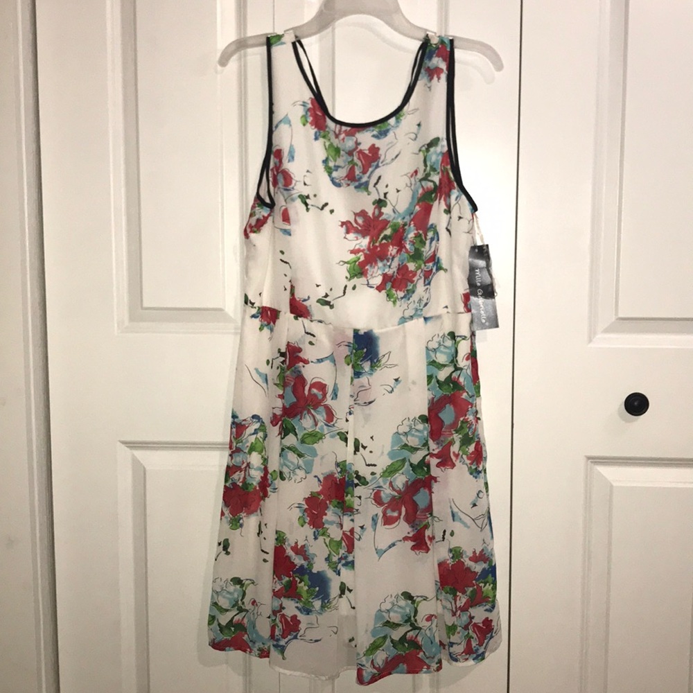 Mlle Gabrielle white chiffon dress floral